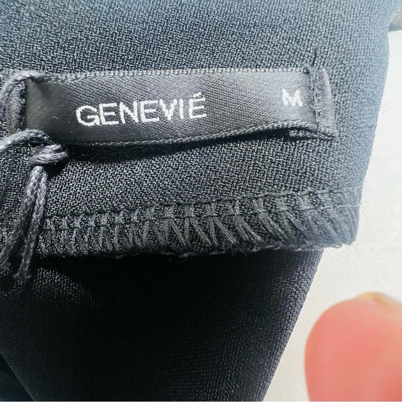 GENEVIE Black Mini Dress Gold & Sheer Bell Sleeve Dress NWT Size Small Medium - Picture 11 of 14